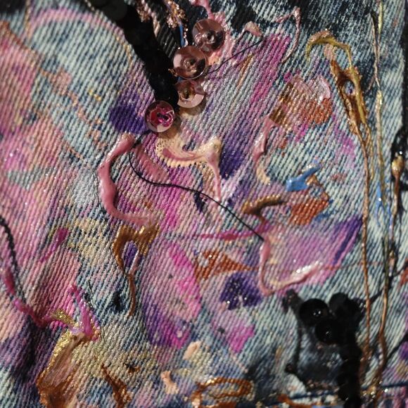 Giorgio Morandi Vintage 80s Denim Doleman Pant Leg Jean Jacket LG - Picture 13 of 16